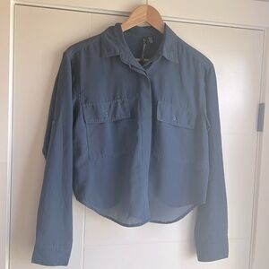 Cropped Button Shirt with tie back